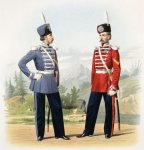 Унтер-офицеры лейб-гвардии Атаманского Е.И.В. Наследника цесаревича полка и лейб-гвардии Уральского Казачьего Дивизиона (городская парадная форма) 10 июля 1867 года.