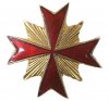 Значок Лейб-Гвардии Казачьего Его Величества полка. Представляет собой залитый красной эмалью мальтийский крест с сиянием. Миниатюрный фрачный вариант, выпущенный после революции в эмиграции.