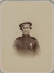 Георгиевский кавалер, имеющий знак Отличия Военного ордена за дело под Иканом 5-7 декабря 1864 года казак Уральского войска Михаил Прикащиков.Фото конца XIX века.