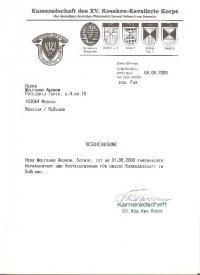 Удостоверение Товарищества XV Казачьего кавалерийского Корпуса