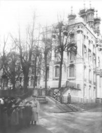 Посты полка на углу императорского дворца со стороны паруа. 1913 г. Царское село.