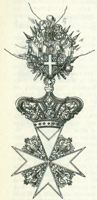Орденский знак Великих Приорств Богемского и Австрийского  католического  Державного Ордена св. Иоанна Иерусалимского (Мальтийского  Ордена)
