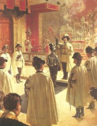 Инвеститура (посвящение в рыцари) Тевтонского рыцарского Ордена под эгидой монархии Габсбургов в орденском храме г. Вены в начале ХХ в.