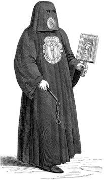 Христианское Общество братьев милосердия имело целью благотворить убогих (т. е тогда подразумевалось под этим – умерших внезапною смертью, убитых, казнённых, иногда самоубийц, а уж потом бездомных нищих, калек и проч.) и погребать. Носили чёрное льняное платье с закрытым лицом… Были и в России.