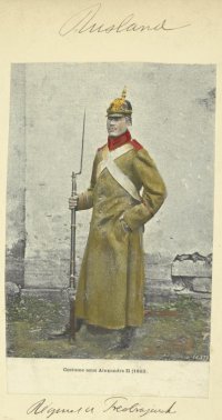 Преображенец в 1862 г. Раскрашенная фотография.