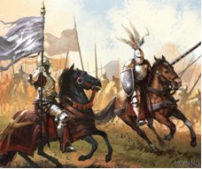 Положение стяга в бою: на уровне головы.