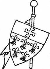Герб ОНТ (Ордена новых тамплиеров) Йлога Ланца фон Либенфельза (щит норманнской формы со свастикой в главе и лилиями на поле)