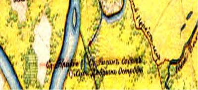 р. Ока. Добрынин остров. Сер. 19 в. Фрагмент карты А. И. Менде
