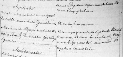ГАРО. Ф. 892. Оп. 11. Д. 1727. Св. 28. "Лунины. Михайлы Куприяновича по наследству до сына его бригадира Сергея….В селе Разсошных Борках, в селе Сотине, в с. Волковом, в пустошах Булгаковой, Мясневой, в деревне Сомовой."