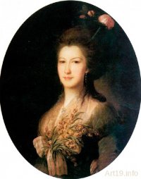 Графиня Елизавета Васильевна де Санти (урожденна Лачинова, помещица с. Мелехова. Ф. Рокотов. 1785 год.