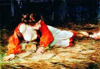 Есть данные рязанских краеведов о том, что в Касимовском музее хранится картина, где крестьянка кормит грудью щенят от помещичьих охотничьих собак. И что эта крестьянка из с. Мелехова Касимовского уезда.