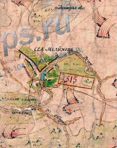 с. Мелехово из межевого атласа Рязанской губ. Касимовского уезда за 1796 год.