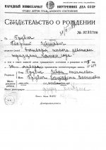 Свидетельство о Рождении Георгия Ивановича Грубича