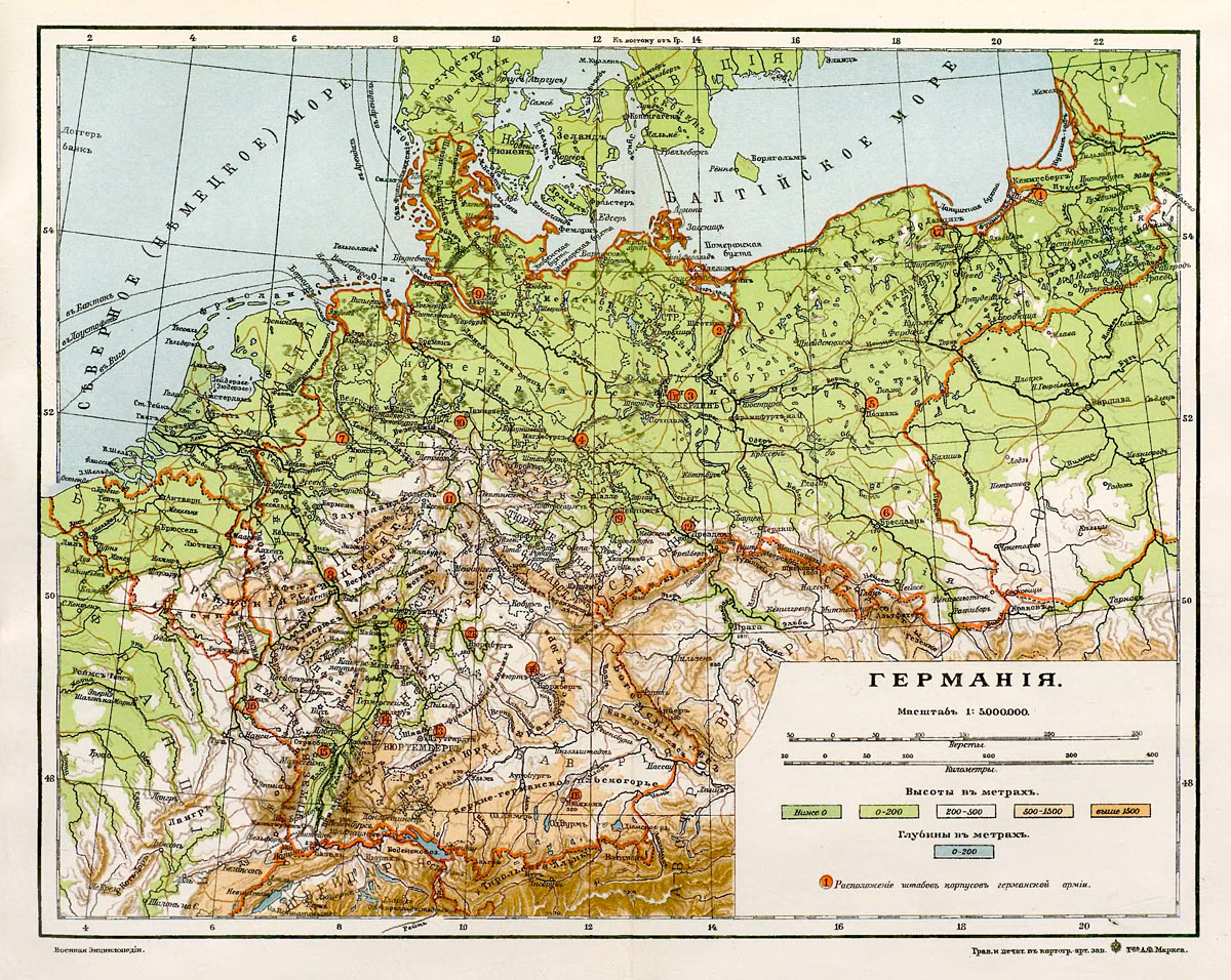 Карта Германии начала XX века