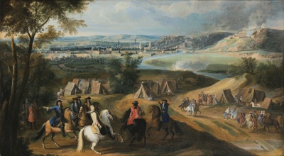 Jean Baptiste Martin des Batailles KING LOUIS XIV AND HIS RETINUE AT THE SIEGE OF A WALLED CITY