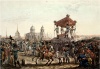 Неизвестный художник. Вид ввезения в С.-Петербург на раменах генерал-фельдмаршала князя М. И. Голенищева-Кутузова Смоленского. 1813. Бумага, офорт, акватинта раскрашенная. И.: 38,4 х 53,7; л.: 44,4 х 58,8; д.: 41,5 х 55,3