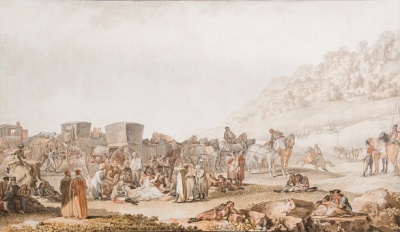 М.М. Иванов. Смерть светлейшего князя Г.А. Потемкина-Таврического в Бессарабских степях. 1791 г. Бумага, акварель, тушь, перо. 62,0 ? 98,5. После реставрации