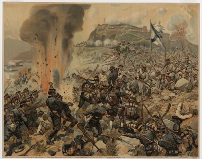 Штурм Порт-Артура. Хромолитография. 1904 г.