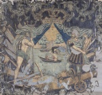 Знамя ротное Лейб-Гвардии Преображенского полка. Россия, 1700 г. Камка, шитье, роспись. 290х300 см.