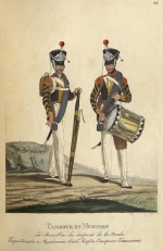 Барабанщик и музыкант лейб-гвардии Саперного батальона. Россия, Санкт-Петербург, 1821 г. Типография Главного штаба. Автор рисунка: Киль Л.И.?-1851