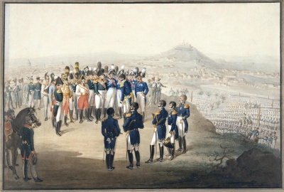 Капитуляция Парижа 19 (31) марта 1814 года. Бейер, Карл-Фридрих. 1792-1863. Первая четверть XIX в. бумага, акварель, 29,4х42,5 см. ГЭ