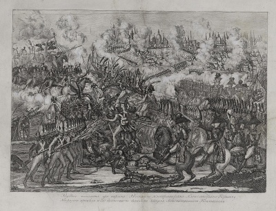 Сражение при Париже. Россия, Первая четверть XIX в. Неизвестный гравер. Россия. Первая четверть XIX в. Бумага. Гравюра резцом, офортом, гуашь белая. 44,7х58,5 см. ГЭ.