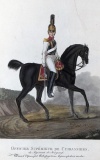 Штаб-офицер Новгородского кирасирского полка. Россия, Санкт-Петербург, 1821 г. Типография Главного штаба. Автор рисунка: Киль Л.И.?-1851; Гравер: Неизвестный гравер, перв. трети XIX в. Бумага, офорт, акватинта, акварель, гуашь, тушь. 31х23 см.