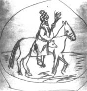 Изображение опричника на подсвечнике времен Иоанна Грозного