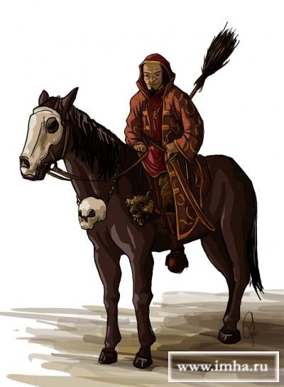 Царь Иоанн IV с атрибутами опричного "пса-рыцаря"