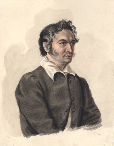 Н.М. Муравьев.  Рисунок неизвестного художника.  Бумага, акварель. 14,5 х 18 см.  ГА РФ. Ф. 1153. Д. 111. Л. 1.