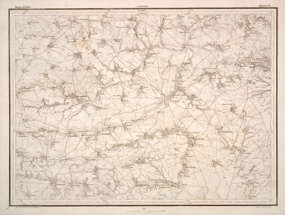 Военно-топографические карты Киевской губернии. 1853 г. (Лист 8). 64,8 х 48,5 см. ОРКиР НБ МГУ. 5 Dp 87/fol. На карте можно видеть местность, по которой двигался восставший Черниговский полк.