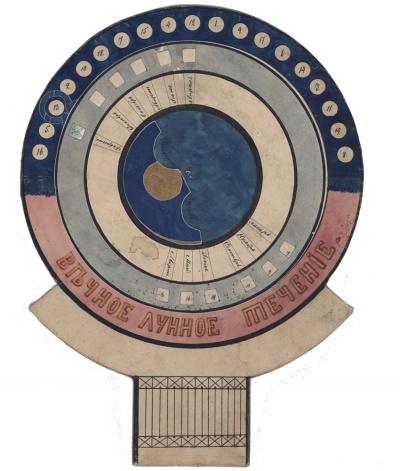 Учебное пособие для определения фаз Луны, сделанное И.Д. Якушкиным. Государственный архив Российской Федерации Ф. 279. Оп. 1. Д. 40. Бумага, картон, акварель, чернила. 24 х 32,5 см.