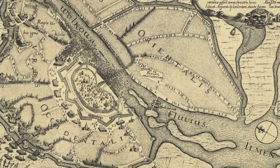 Фрагмент карты Новгорода 1672 года.