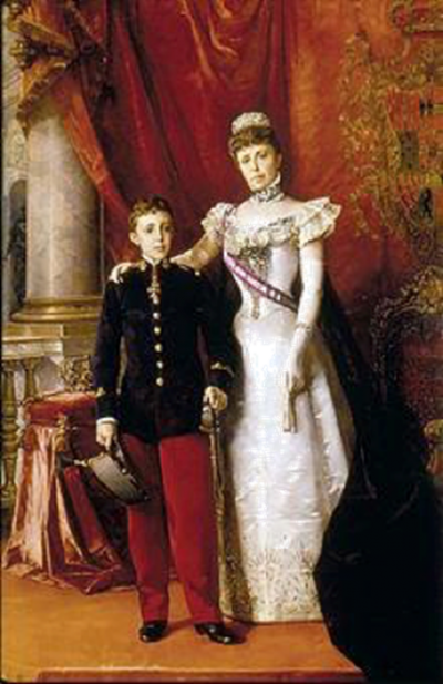 Королева-регентша Мария Кристина с сыном будущим королём Альфонсо XIII