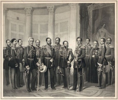 Члены Главной Императорской квартиры. 1860 г. А.И. Гебенс.