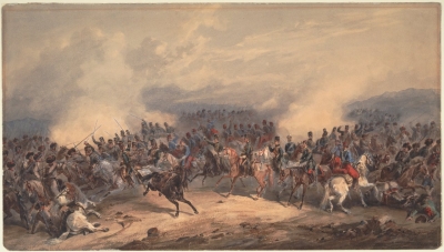 10-й гусарский полк и африканские егеря атакуют Русские войска в сражении при р. Черной 5 августа 1855 г.