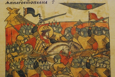 Ледовое побоище, разгар битвы. Миниатюра