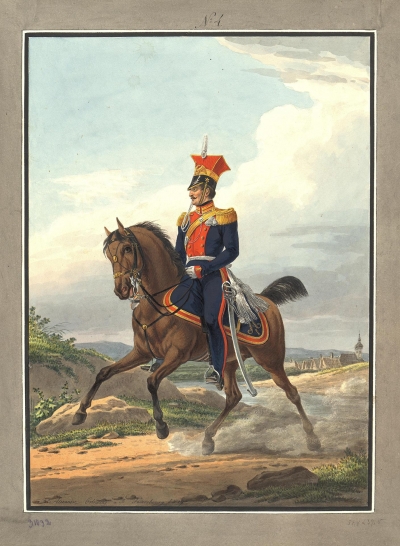 Офицер лейб-гвардии Уланского полка. Орловский, Александр Осипович. 1777-1832. Россия, 1819 г. Бумага, бумага. 51,5х39,5 см. ГЭ.