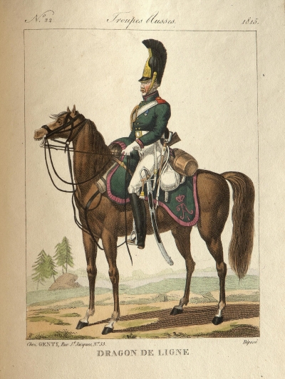 Линейный драгун. Автор рисунка: Мартине, Пьер. 1781-1815 (?). Неизвестный гравер, перв. четв. XIX в. Франция, Париж, 1815 г. Издательство