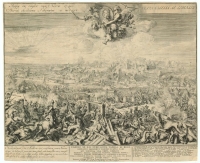 Битва под Нарвой 19 ноября 1700, Р.де Хооге. Худ. Romanus de Hooghe (Роман де Гооге), Гр. Schenk. 1701 г. 49х60 см. Бумага, гравюра. ГИМ