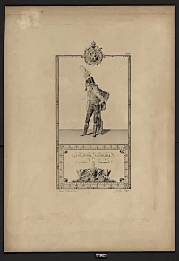 Французский гусарский генерал-полковник. Западная Европа, Франция, г. Париж. 1804 г. Isabey Jean Baptiste (1767-1855), автор оригинала, Percier Charles (1764-1838), автор оригинала, Pauquet, гравер. Бумага, гравюра. 70,2х49 см. ГИМ