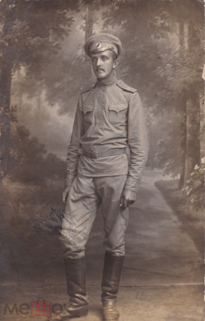 Рядовой 112-го пехотного Уральского полка с красной лентой на кокарде. Шифровка. г.Ревель.