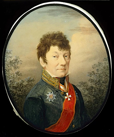 Портрет Павла Андреевича Иванова (1766-1839). Орловский А.О. 1815 г.  Российская империя.  Картон, акварель, белила,  24,3х20 см. ГИМ