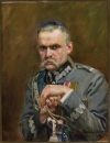 Портрет маршала Юзефа Пилсудского. Коссак, Войцех (1856-1942) - живописец. 1928 г. Холст, масло, 54,7 x 42,3; [73 x 60,3 x 6,5]  Национальный музей в Варшаве