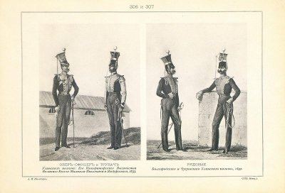 Рядовой Ямбургского Уланского полка XIX в. Неизвестный гравер. ХОбер-офицер и трубач уланских полков: Его Императорского Высочества великого князя Михаила Павловича и Ямбургского, 1833. Рядовые Белгородского и Чугуевского уланских полков, 1833. № 306. № 307 Лист к изданию «Историческое описание одежды и вооружения российских войск» (Висковатов Александр Васильевич). Российская империя, Санкт-Петербург, 1899-1902 гг. Бумага, фототипия, 27,5 x 19; 23 x 16. см. ГБУК г. Москвы "Музей-панорама "Бородинская битва"удожник: Зауервейд, Александр Иванович (1783-1844). XIX в. Бумага; литография раскрашенная, 51.3х39.7 см. ГЭ